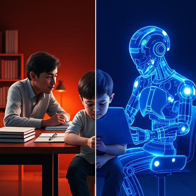 Sleek digital collage of five futuristic AI language learning apps with holographic icons above a smartphone and laptop, set in a bright modern workspace with glowing multilingual characters.